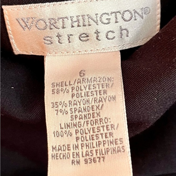 Worthington Stretch Navy Blue Pencil Skirt Lined Front Slit Pleats SZ 6 Preppy - Picture 9 of 12